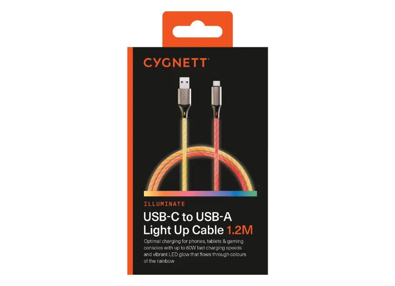 CYGNETT ILLUMINATE USB-A ΣΕ USB-C LIGHT-UP ΚΑΛΩΔΙΟ 1.2M