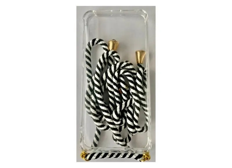 GOOSPERY CLEAR CASE WITH STRAP SAMSUNG A70 - BLACK/WHITE