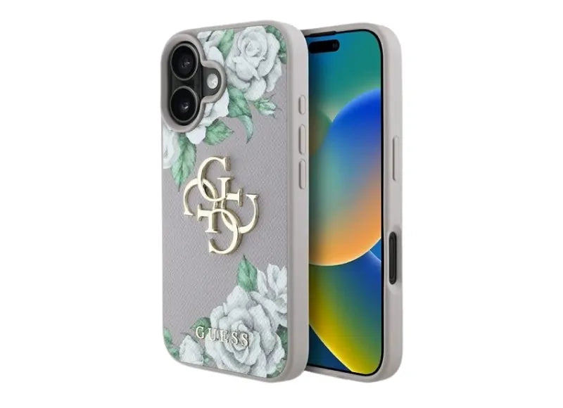 GUESS GRAINED ROSES BIG 4G LOGO IPHONE 16 ΘΗΚΗ ΚΙΝΗΤΟΥ (PURPLE)
