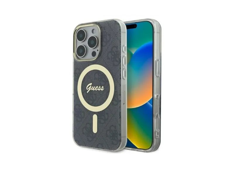 GUESS MAGSAFE 4G LOGΟ HARD CASE IPHONE 16 PRO (CLEAR / BLACK)