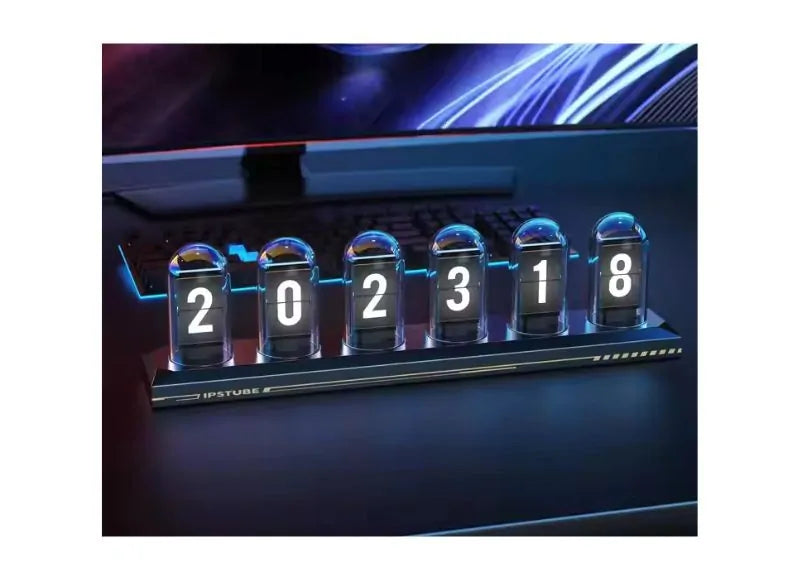 IPSTUBE DIGITAL CLOCK WITH 6 IPS DISPLAYS AND RGB COLORS (BLACK)