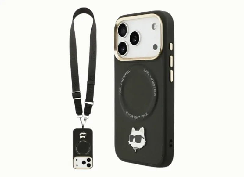 KARL LAGERFELD BIG STRAP CHOUPETTE METAL LOGO MAGSAFE ΘΗΚΗ ΓΙΑ APPLE IPHONE 17 PRO MAX (ΜΑΥΡΟ)
