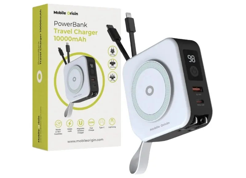 MOBILE ORIGIN POWERBANK 10000MAH & TRAVEL CHARGER ΦΟΡΗΤΟΣ ΦΟΡΤΙΣΤΗΣ (WHITE)