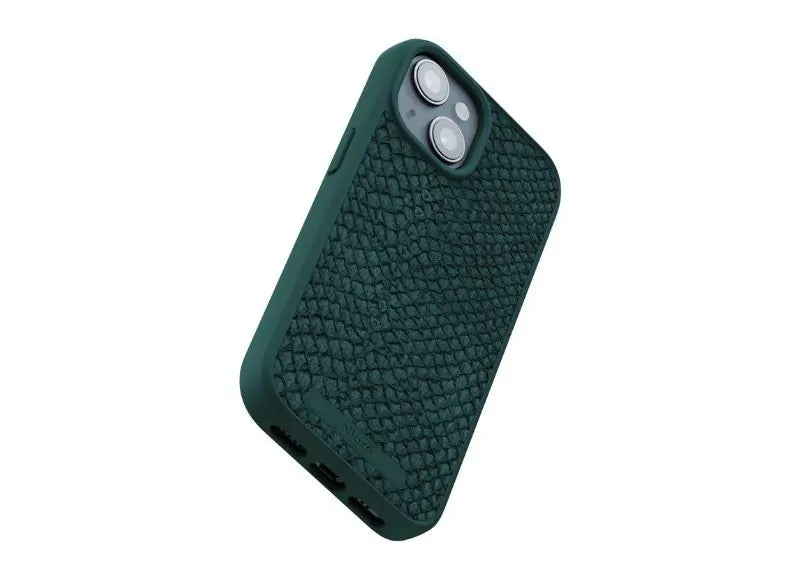 NJORD IPHONE 15 CASE SALMON LEATHER MAGSAFE (GREEN)