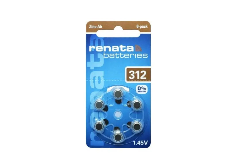 RENATA ZINC AIR BATTERY 1.45V - ZA312 (6pcs.)