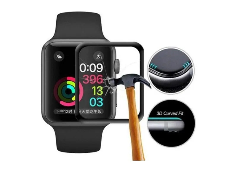 OEM 3D FULL COVER TEMPERED GLASS APPLE WATCH 1/2/3 38MM BLACK