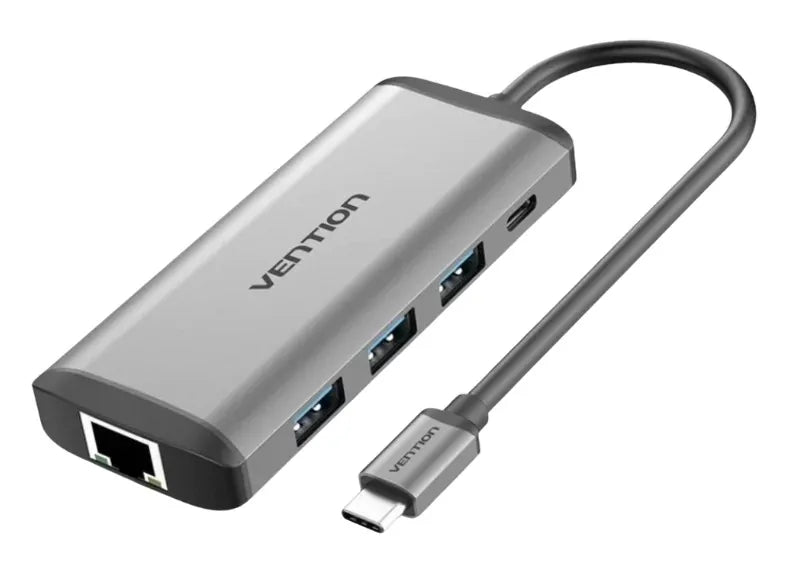 VENTION 8 in 1 TYPE-C TO HDMI/USB3.0*3/RJ45/TF/SD/PD 0.15M ΠΟΛΥΑΝΤΑΠΤΟΡΑΣ (GRAY)