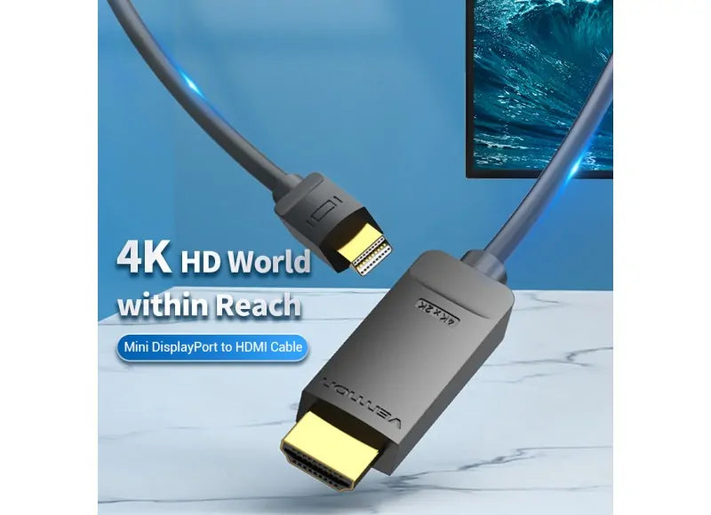 VENTION MINI DISPLAYPORT TO HDMI CABLE 4K (2M) (BLACK)