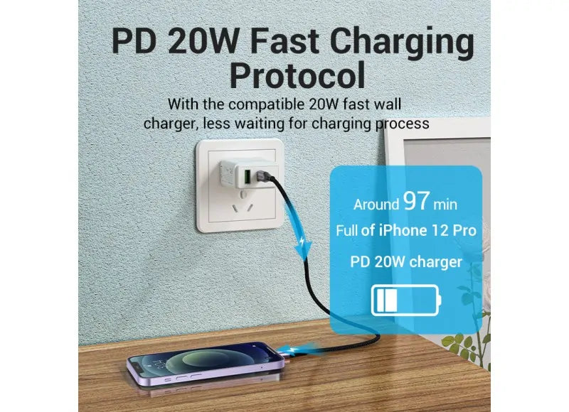 VENTION USB-C 2.0 TO LIGHTNING CABLE 2M (ALUMINUM PURPLE)