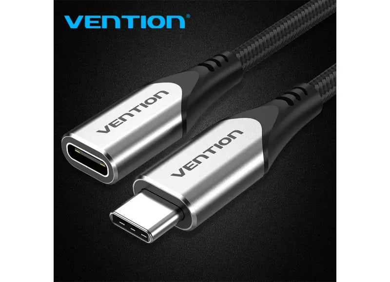 VENTION USB-C EXTENSION CABLE 0.5M - COTTON BRAIDED (GRAY)