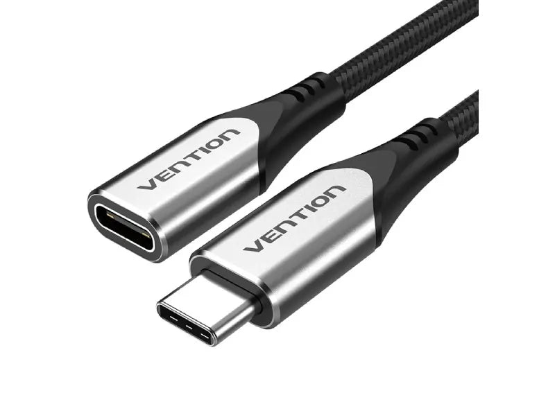 VENTION USB-C EXTENSION CABLE 1M - COTTON BRAIDED (GRAY)