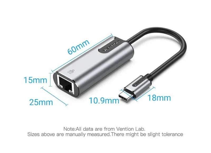 VENTION USB-C ΣΕ GIGABIT ETHERNET ADAPTER 0.15M (ΓΚΡΙ)