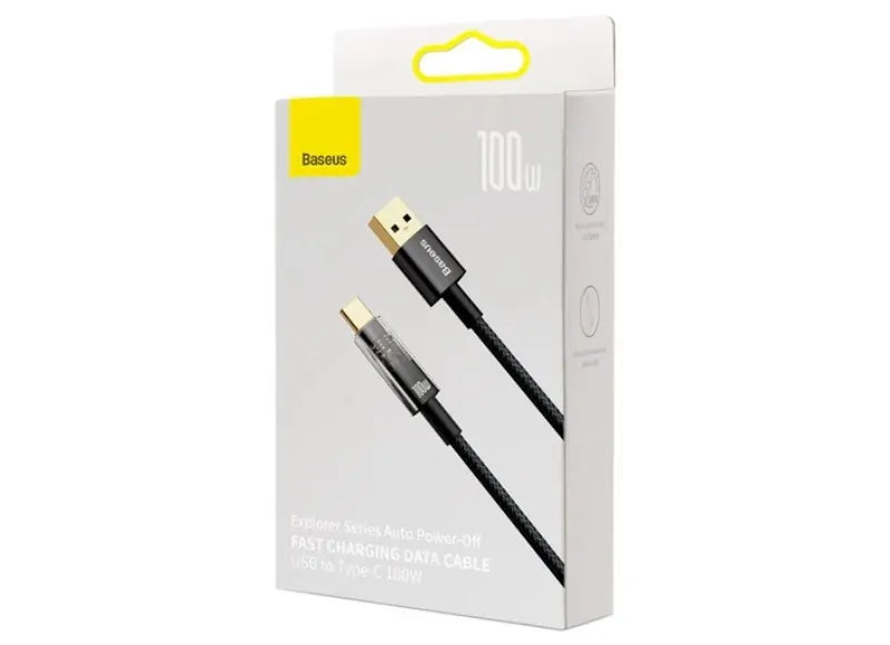 BASEUS EXPLORER USB-A TO USB-C CHARGING CABLE 100W 1M BLACK