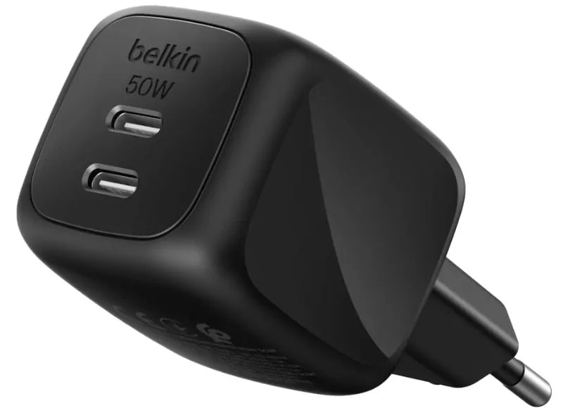 BELKIN USB-C GAN 50W 2 ΘΥΡΩΝ ΦΟΡΤΙΣΤΗΣ ΜΑΥΡΟΣ