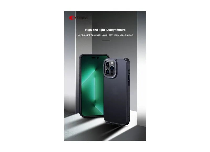 COMMA JOY ELEGANT METAL FRAME ANTI-SHOCK CASE IPHONE 14 PLUS - BLACK