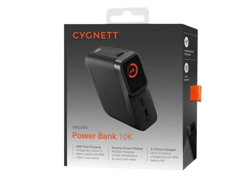 CYGNETT ENCORE 10K POWER BANK 45W ΦΟΡΗΤΟΣ ΦΟΡΤΙΣΤΗΣ (BLACK)