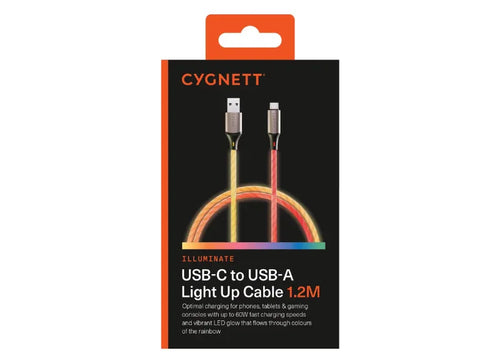 Cygnett Cable Illuminate USB-A to USB-C Light-Up 1.2m