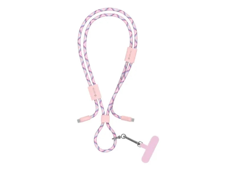 Devia Fast Charging Neck Strap Cable Adjustable Lanyard USB-C to USB-C PD 60W Woven Fast 1.6m Pink
