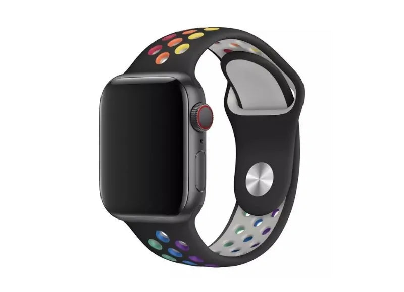 DEVIA DELUXE SPORT SERIES 2 BAND STRAP FOR APPLE WATCH 42 / 44 / 45 / 49mm (BLACK/RAINBOW)