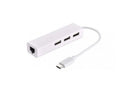 Devia USB Hub USB x3, USB-C, RJ45 White