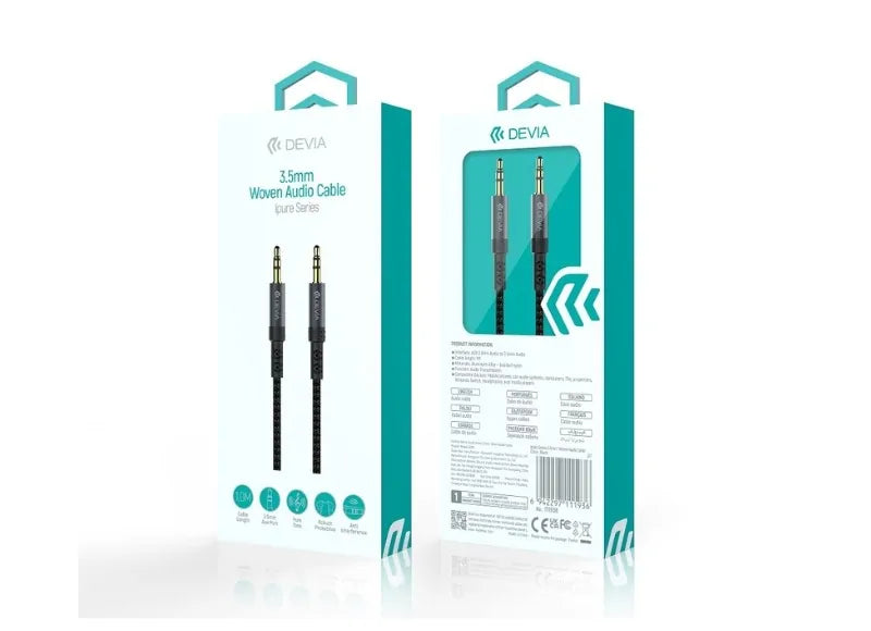 DEVIA IPURE SERIES 3.5MM WOVEN AUDIO CABLE BLACK