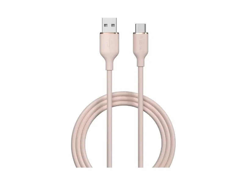 DEVIA JELLY SERIES A SILICONE CABLE USB TO USB TYPE-C (2.4A 1.2M) - PINK