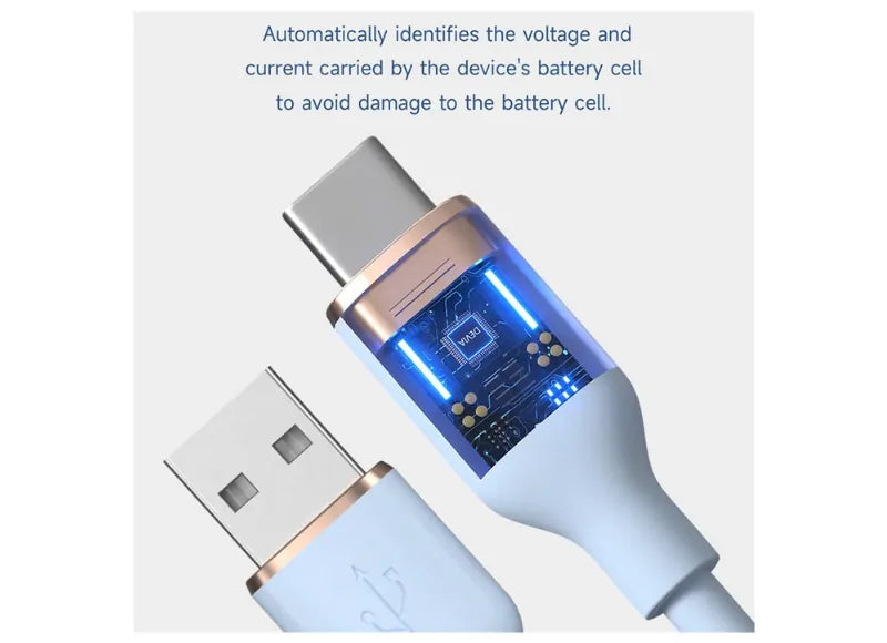 DEVIA JELLY SERIES EC629 USB-A TO USB-C SILICONE 1.2M CABLE (BLUE)