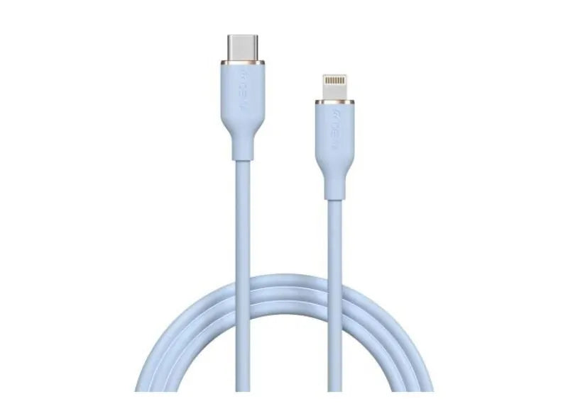 DEVIA JELLY SERIES SILICONE CABLE USB TYPE C TO LIGHNING (3A 1.2M) - BLUE