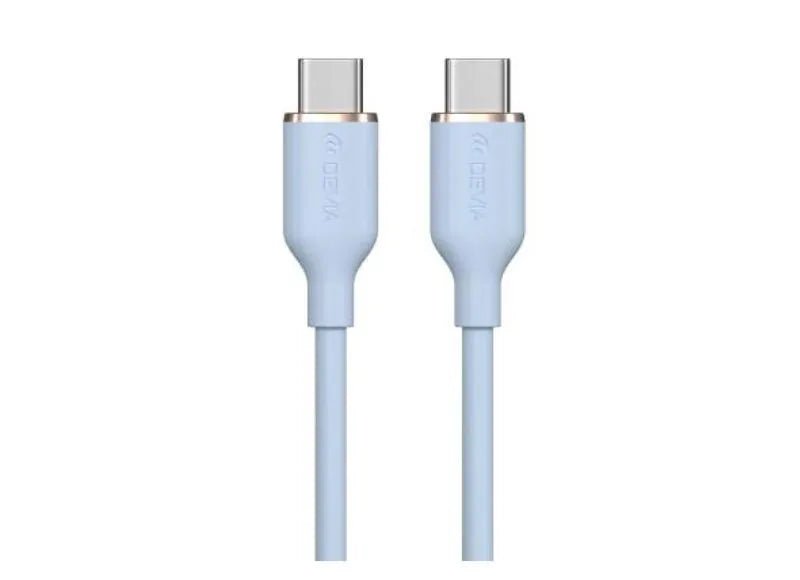 DEVIA JELLY SERIES SILICONE CABLE USB TYPE C TO USB TYPE C (3A 1.2M) - BLUE