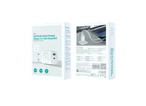 DEVIA RCE-2301ACL 2-IN-1 GAN 22W FAST CHARGER WITH WATCH WIRELESS CHARGING