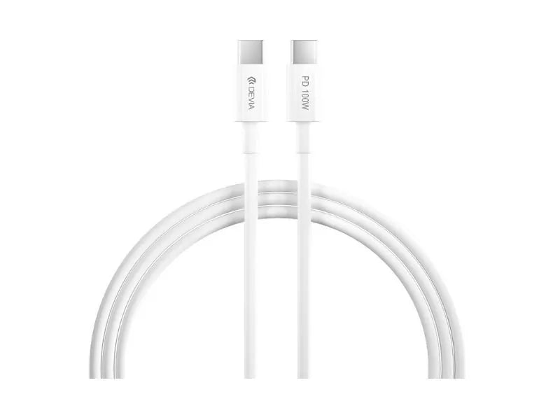DEVIA SMART SERIES 100W C TO C PD CABLE 5A 1.5M WHITE