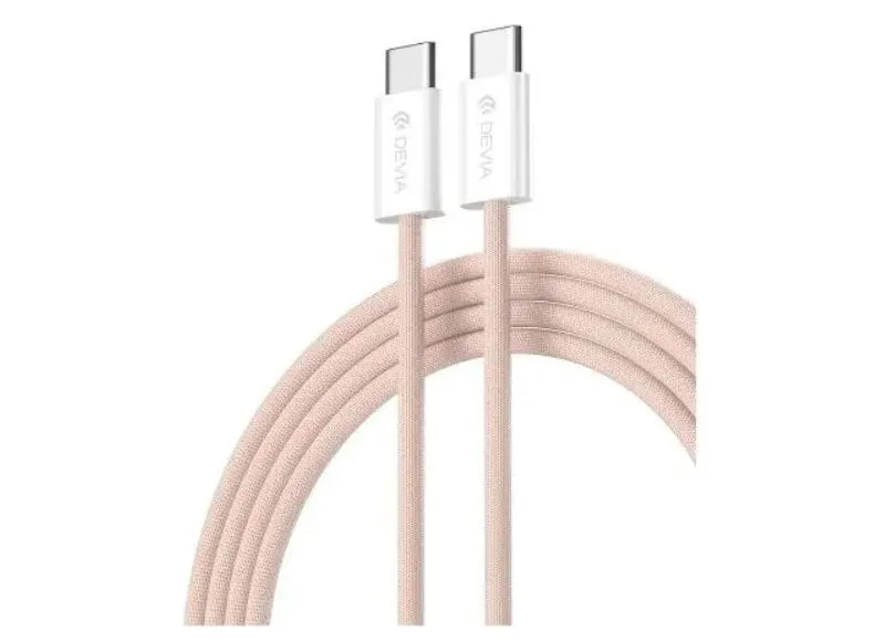 DEVIA SMART SERIES C TO C PD 60W FAST WOVEN CABLE 1M PINK