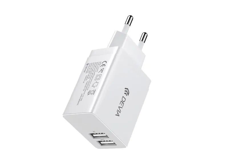 Devia Φορτιστής Smart Series 12W EU Plug, 5V, 2.4A USB x2 Λευκό
