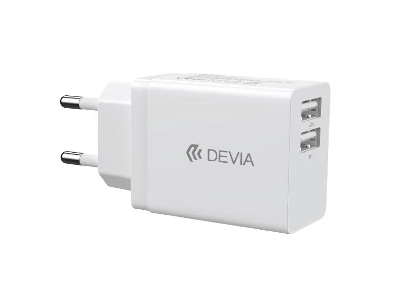 Devia Φορτιστής Smart Series 12W EU Plug, 5V, 2.4A USB x2 Λευκό