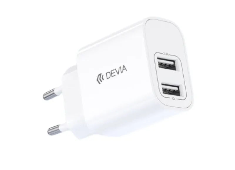DEVIA USB-A 12W 2.4A 2 ΘΥΡΩΝ ΦΟΡΤΙΣΤΗΣ ΛΕΥΚΟΣ
