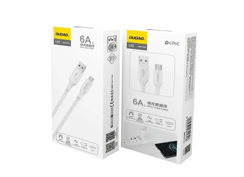 DUDAO USB-A TO MICRO USB CABLE 6A 1.2M (WHITE)