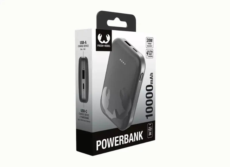 FRESH 'N REBEL WIRELESS POWERBANK 10000 mAh USB-C ULTRA FAST CHARGING & 20W PD (STORM GREY)