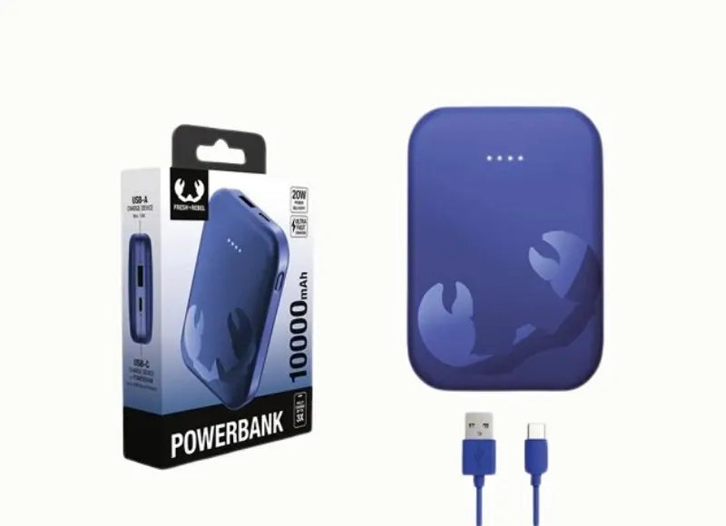 FRESH 'N REBEL WIRELESS POWERBANK 10000 mAh USB-C ULTRA FAST CHARGING & 20W PD(TRUE BLUE)