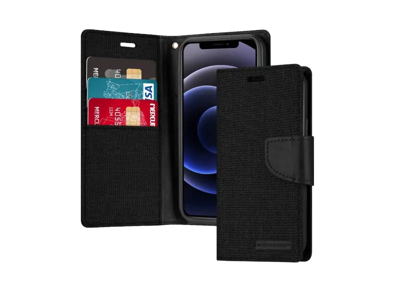 Goospery Θήκη Canvas Diary για iPhone 12 Mini Μαύρο