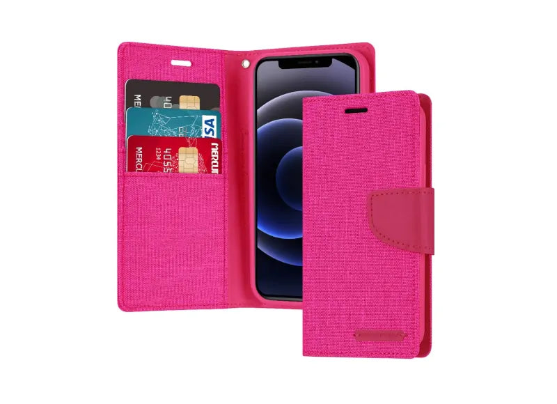 Goospery Θήκη Canvas Diary για iPhone 12 Mini Ροζ