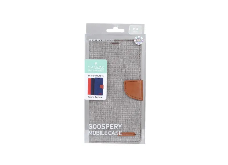 GOOSPERY CANVAS DIARY CASE IPHONE 14 PLUS - GREY