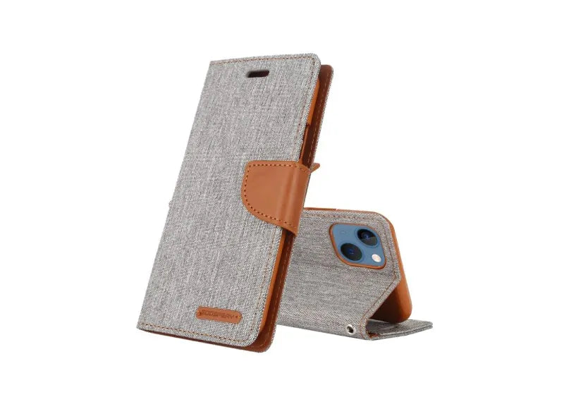 GOOSPERY CANVAS DIARY CASE IPHONE 14 PLUS - GREY