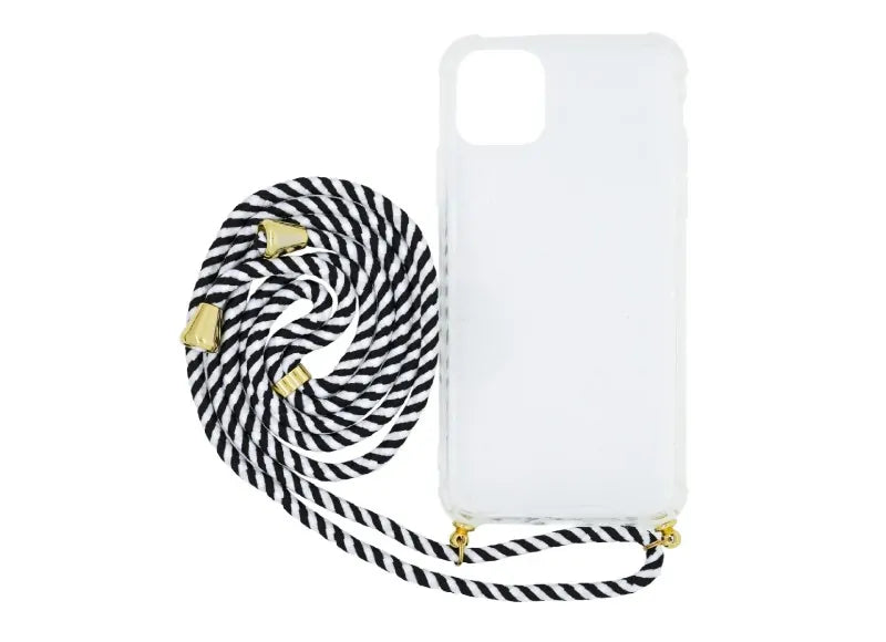 GOOSPERY CLEAR CASE WITH STRAP IPHONE 11 PRO MAX - BLACK - WHITE