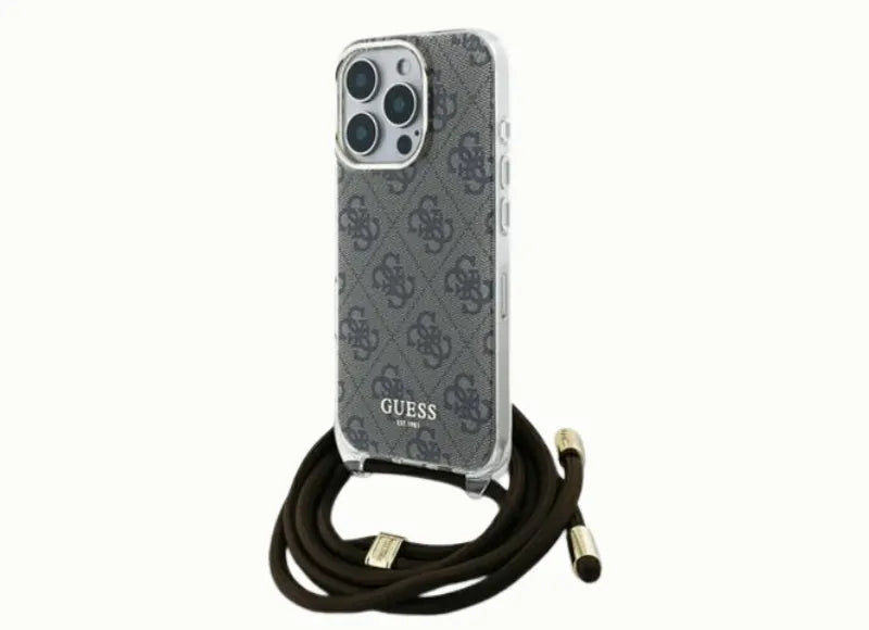 GUESS CROSSBODY CORD 4G PRINT ΘΗΚΗ ΓΙΑ APPLE IPHONE 16 PRO (ΚΑΦΕ)