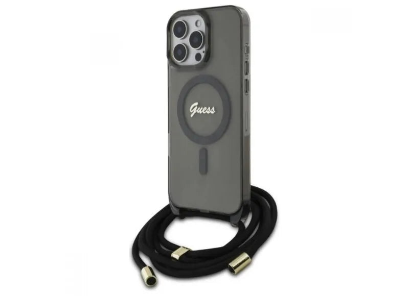 GUESS CROSSBODY CORD SCRIPT MAGSAFE ΘΗΚΗ ΓΙΑ IPHONE 16 PRO ΜΑΥΡΟ