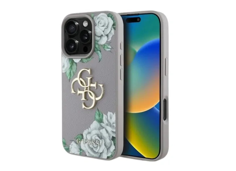 GUESS GRAINED ROSES BIG 4G LOGO IPHONE 16 PRO MAX ΘΗΚΗ ΚΙΝΗΤΟΥ (PURPLE)