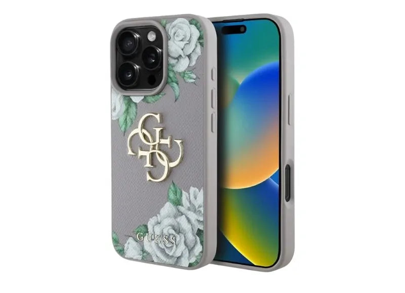 GUESS GRAINED ROSES BIG 4G LOGO IPHONE 16 PRO ΘΗΚΗ ΚΙΝΗΤΟΥ (PURPLE)