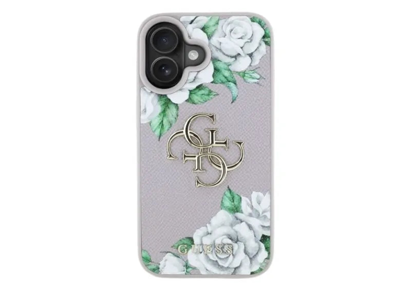 GUESS GRAINED ROSES BIG 4G LOGO IPHONE 16 ΘΗΚΗ ΚΙΝΗΤΟΥ (PURPLE)