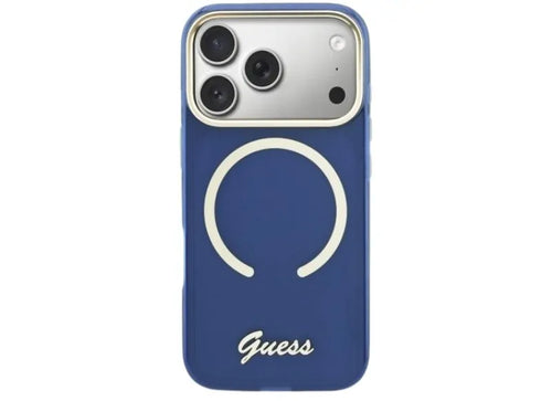 Guess Θήκη Iml Script Metal MagSafe για iPhone 17 Pro Max Μπλε
