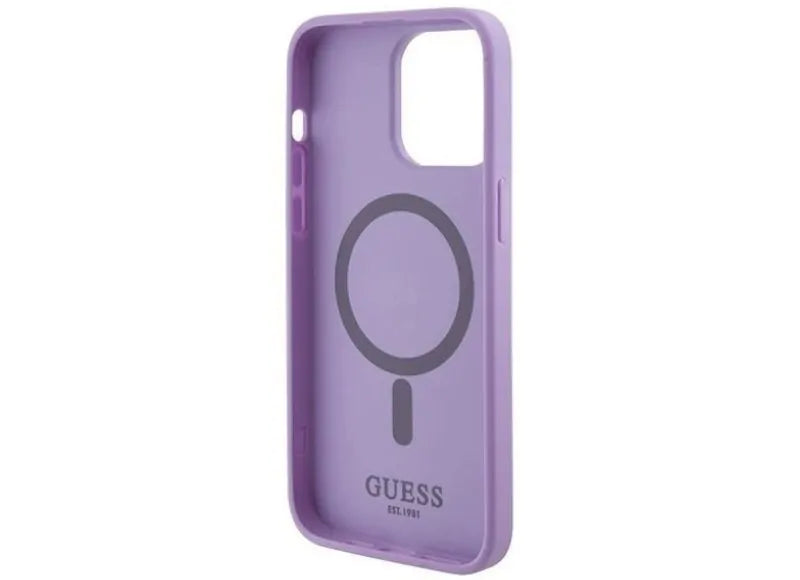 Guess Θήκη Saffiano MagSafe για iPhone 15 Pro Μωβ